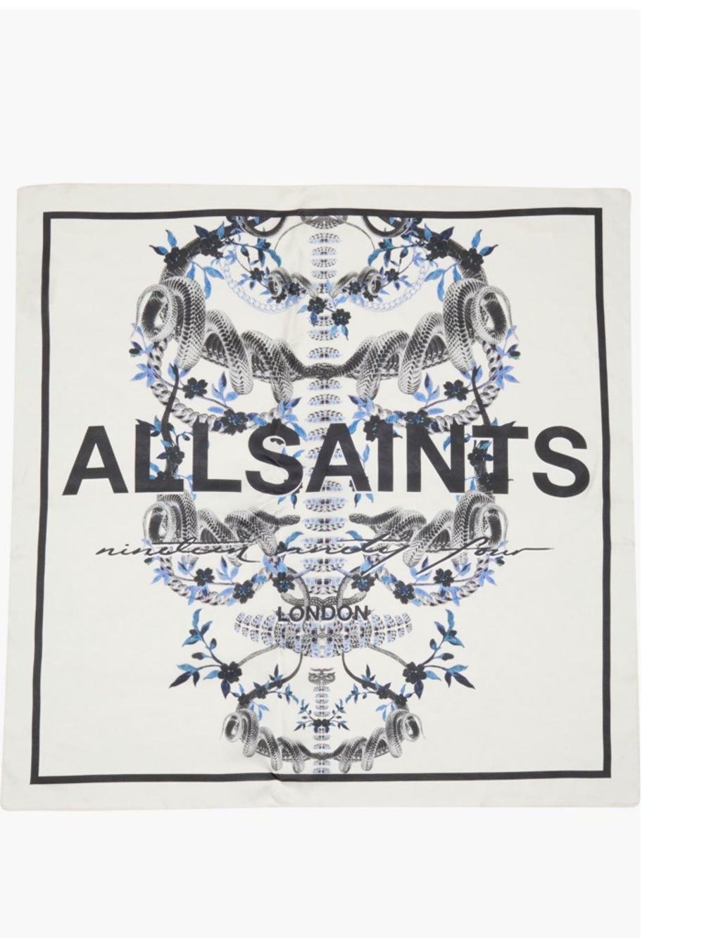 All saints Helena skull Floral Snake Logo Silk Scarf - White & Blue